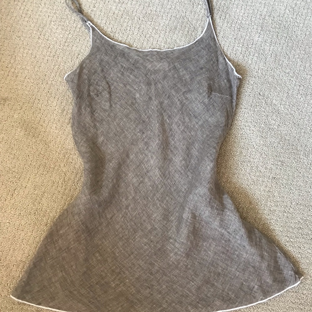 CP SHADES LINEN CAMISOLE — Tan with White Piping